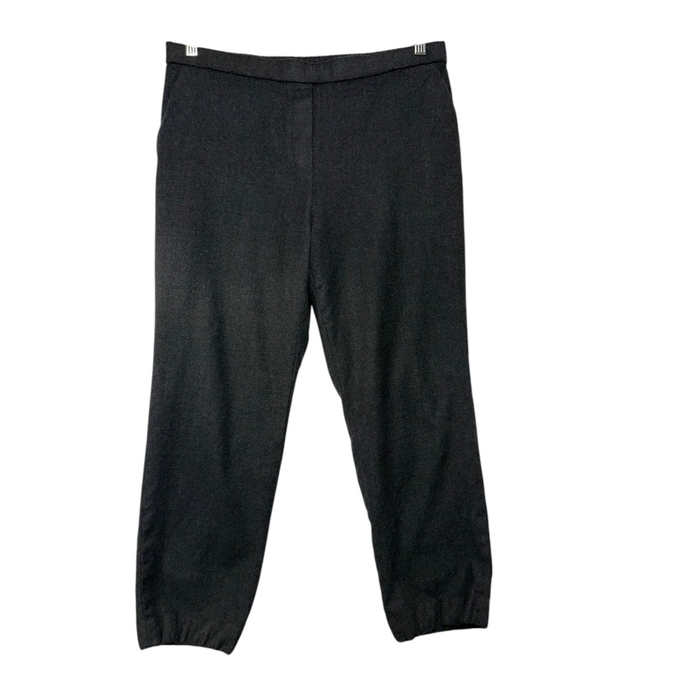 Theory Treeca Pull On Sleek Flannel Pants Charcoal Gray Virgin Wool Size 10